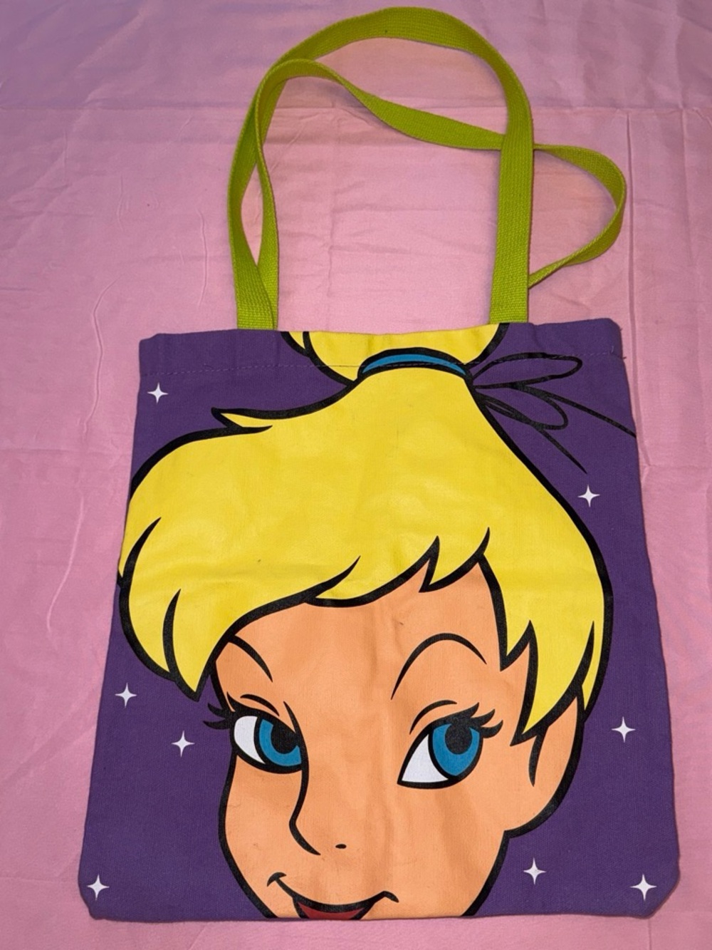 Vintage Tinker Bell Graphic Tote Bag in Purple and Yellow